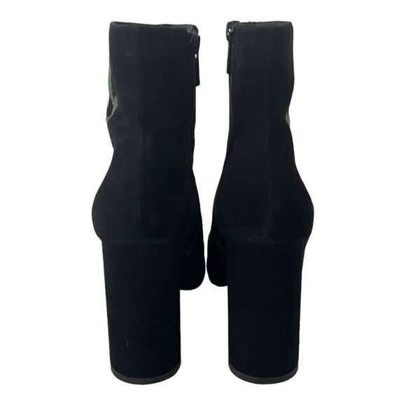 Donald J Pliner 8.5 Barri Black Suede Floral Embellished Peep Toe Ankle Bootie - Picture 5 of 7